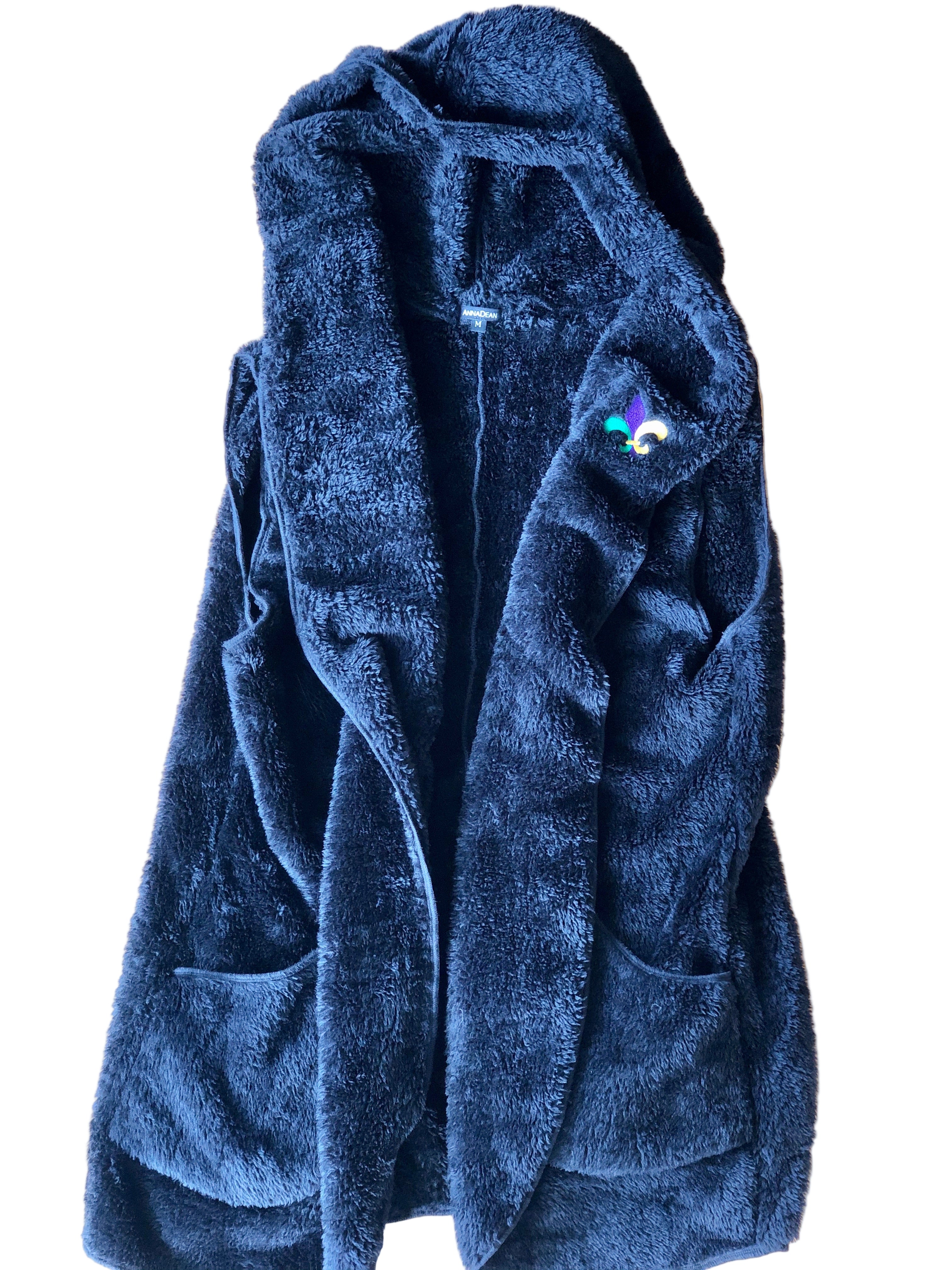 Sherpa Vest with Mardi Gras Fleur di Lis