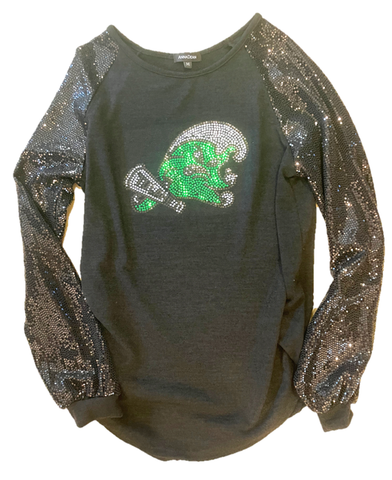 Ladies Pima Scoop Neck with Angry Wave Sequins