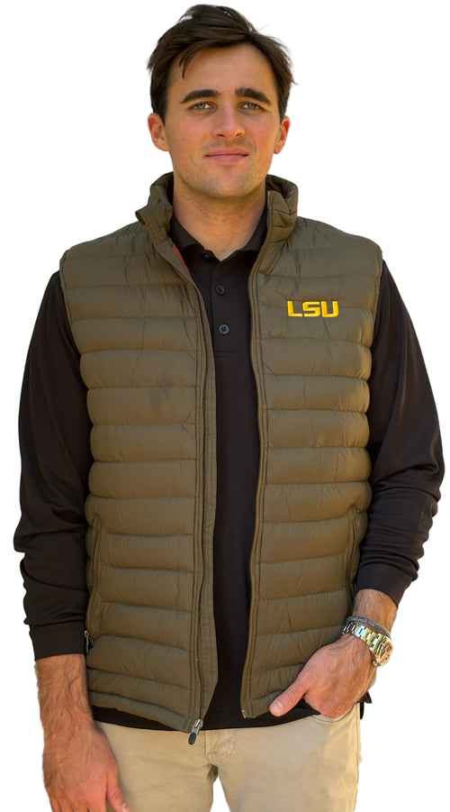 LSU Olive Puffer Vest