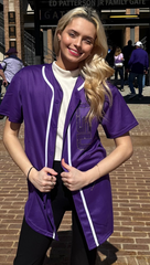 Baseball Jersey with LSU Rhinestone Applique