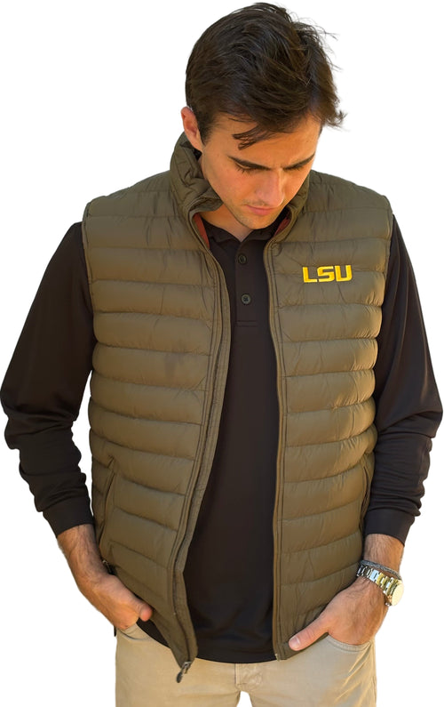LSU Olive Puffer Vest