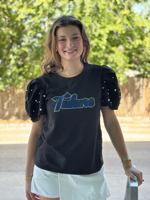 Tulane Pearl Puff Sleeve