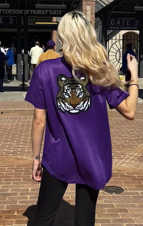 Baseball Jersey with LSU Rhinestone Applique