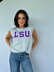 French Terry Muscle tee with Chenille Appliqué