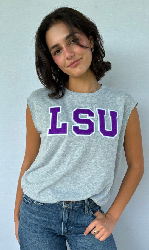 French Terry Muscle tee with Chenille Appliqué