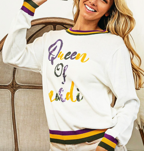 Queen of Mardi Ribbbed Sweater