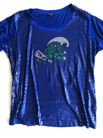 Ladies Pima Scoop Neck with Angry Wave Sequins