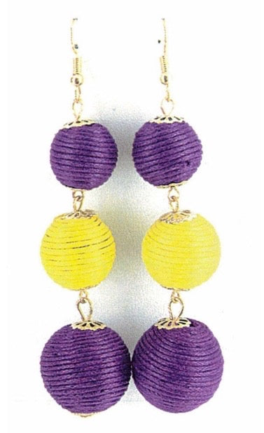 Mardi Gras Earrings -  Cord Balls