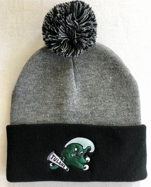 Tulane Pom Beanie with embroidered logo