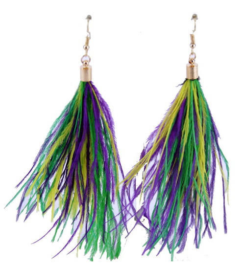 Mardi Gras Earrings -  Feathers
