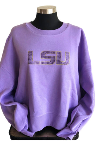 LSU Cropped Rib Neck Sequins top
