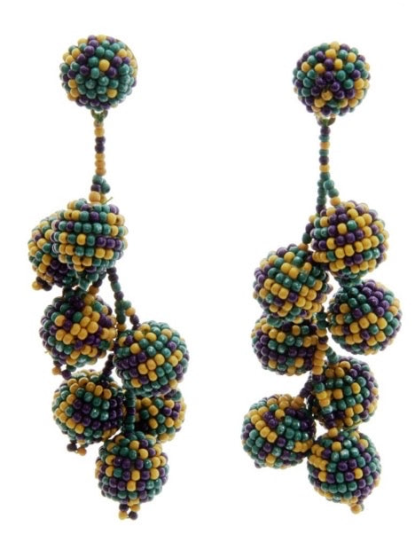 Mardi Gras Earrings -  Dangly Beads