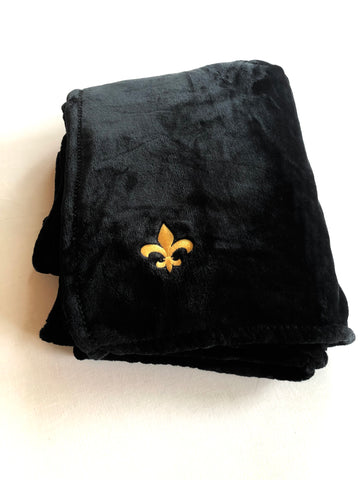Black Sherpa Vest with Embroidered Gold FDL